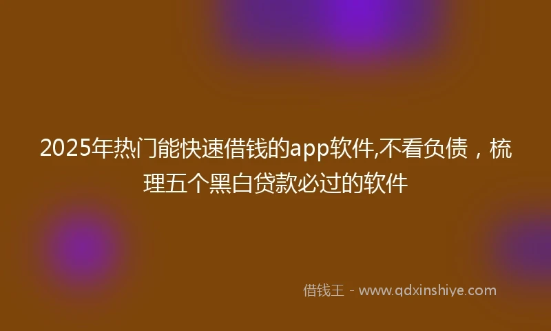 2025年热门能快速借钱的app软件,不看负债，梳理五个黑白贷款必过的软件