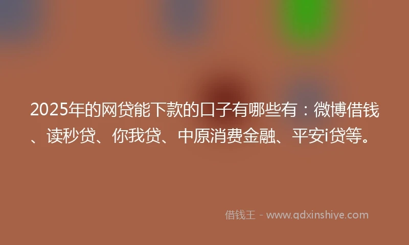 2025年的网贷能下款的口子有哪些有：微博借钱、读秒贷、你我贷、中原消费金融、平安i贷等。