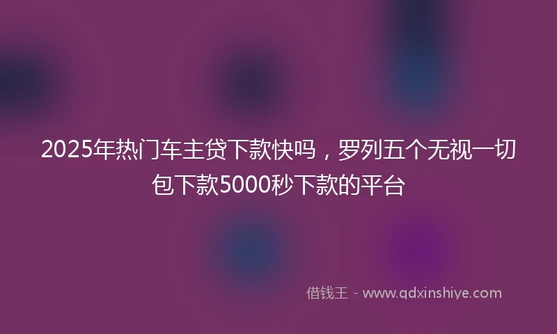 2025年热门车主贷下款快吗，罗列五个无视一切包下款5000秒下款的平台