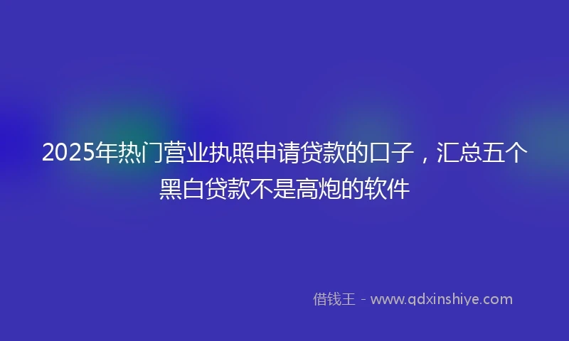 2025年热门营业执照申请贷款的口子，汇总五个黑白贷款不是高炮的软件