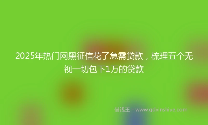 2025年热门网黑征信花了急需贷款，梳理五个无视一切包下1万的贷款
