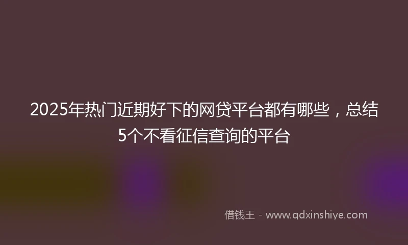 2025年热门近期好下的网贷平台都有哪些，总结5个不看征信查询的平台