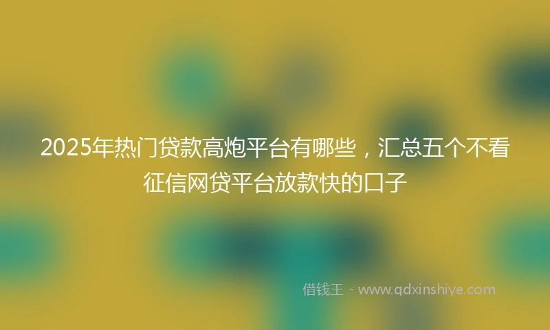 2025年热门贷款高炮平台有哪些，汇总五个不看征信网贷平台放款快的口子