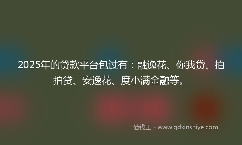 2025年的贷款平台包过有：融逸花、你我贷、拍拍贷、安逸花、度小满金融等。