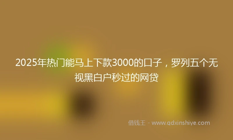 2025年热门能马上下款3000的口子，罗列五个无视黑白户秒过的网贷