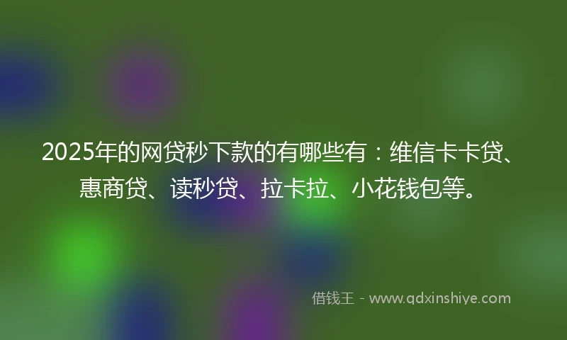 2025年的网贷秒下款的有哪些有：维信卡卡贷、惠商贷、读秒贷、拉卡拉、小花钱包等。
