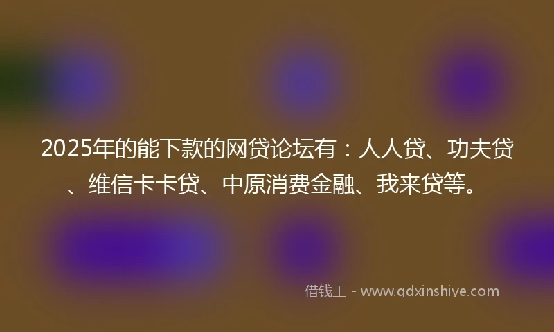 2025年的能下款的网贷论坛有：人人贷、功夫贷、维信卡卡贷、中原消费金融、我来贷等。