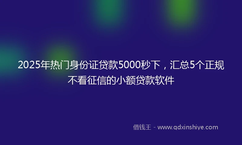 2025年热门身份证贷款5000秒下，汇总5个正规不看征信的小额贷款软件