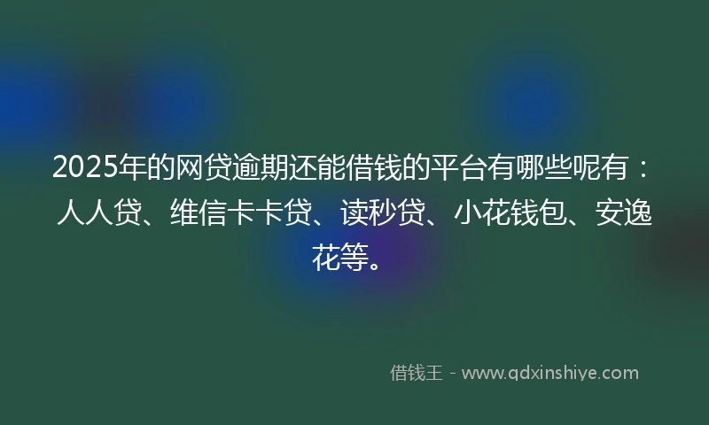 2025年的网贷逾期还能借钱的平台有哪些呢有：人人贷、维信卡卡贷、读秒贷、小花钱包、安逸花等。