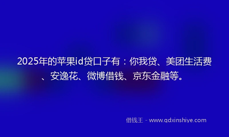 2025年的苹果id贷口子有：你我贷、美团生活费、安逸花、微博借钱、京东金融等。