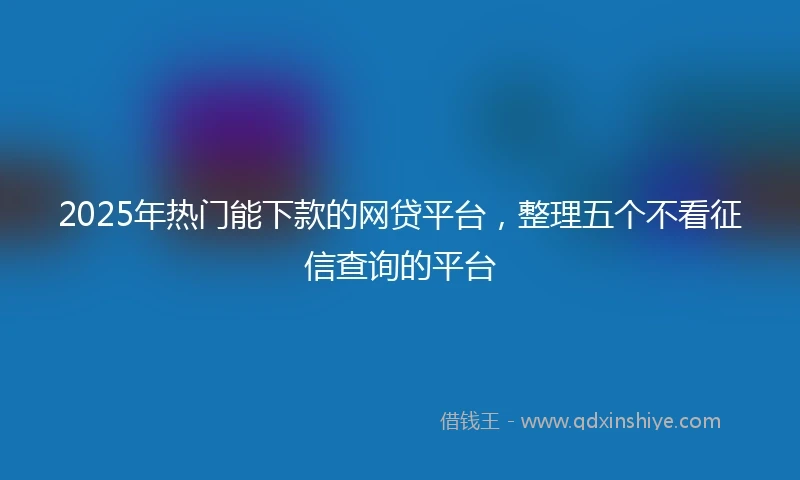 2025年热门能下款的网贷平台，整理五个不看征信查询的平台