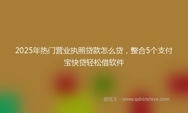 2025年热门营业执照贷款怎么贷，整合5个支付宝快贷轻松借软件
