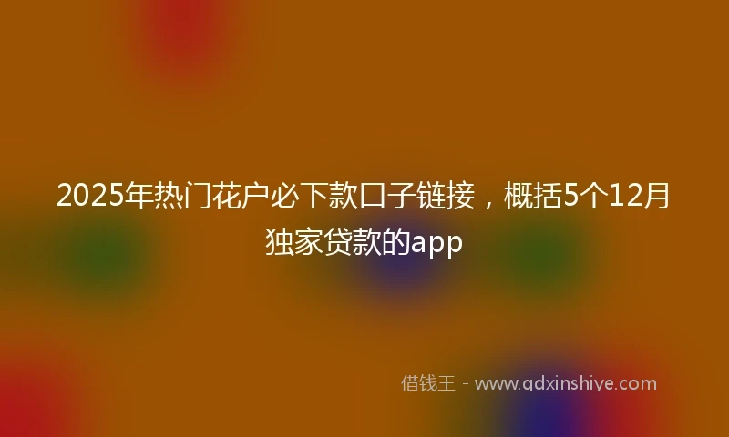 2025年热门花户必下款口子链接，概括5个12月独家贷款的app