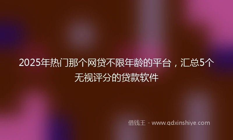 2025年热门那个网贷不限年龄的平台，汇总5个无视评分的贷款软件