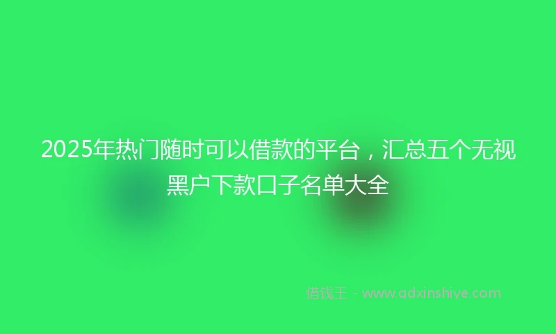 2025年热门随时可以借款的平台，汇总五个无视黑户下款口子名单大全