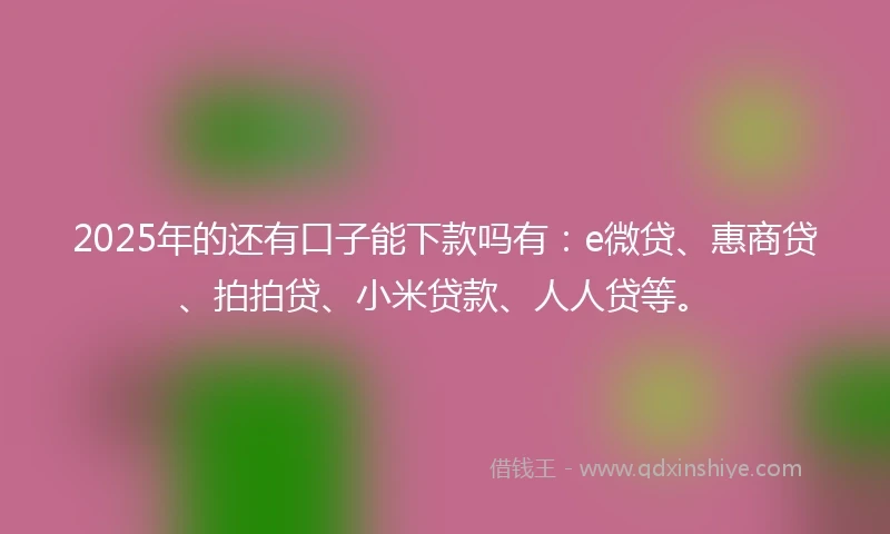 2025年的还有口子能下款吗有：e微贷、惠商贷、拍拍贷、小米贷款、人人贷等。