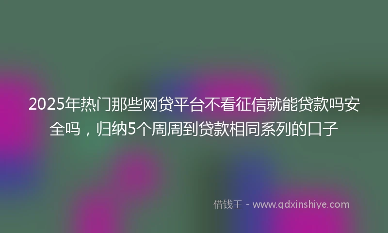 2025年热门那些网贷平台不看征信就能贷款吗安全吗，归纳5个周周到贷款相同系列的口子