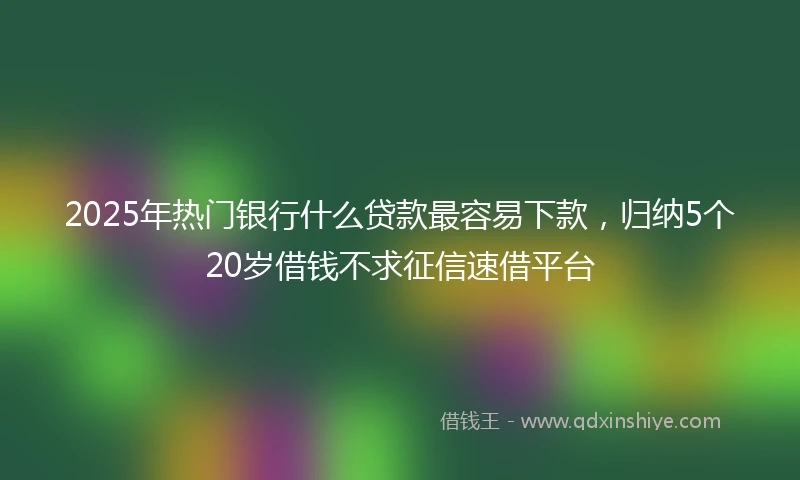 2025年热门银行什么贷款最容易下款，归纳5个20岁借钱不求征信速借平台