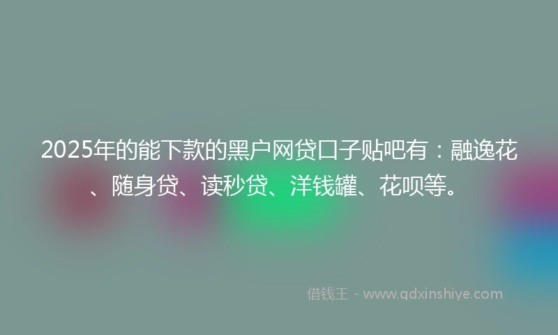 2025年的能下款的黑户网贷口子贴吧有：融逸花、随身贷、读秒贷、洋钱罐、花呗等。