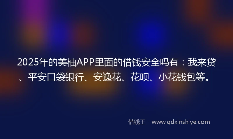 2025年的美柚APP里面的借钱安全吗有：我来贷、平安口袋银行、安逸花、花呗、小花钱包等。
