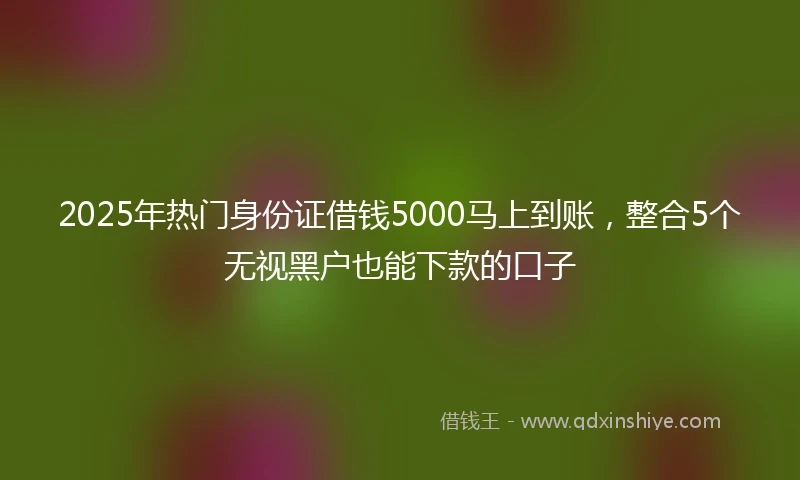 2025年热门身份证借钱5000马上到账，整合5个无视黑户也能下款的口子