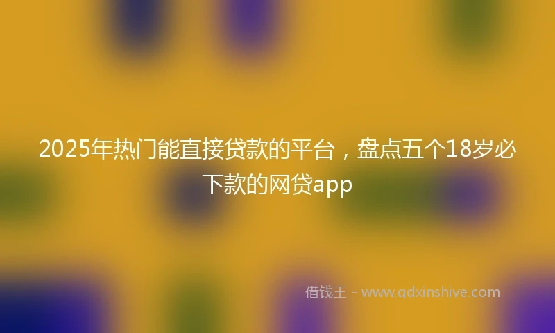 2025年热门能直接贷款的平台，盘点五个18岁必下款的网贷app