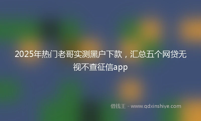 2025年热门老哥实测黑户下款，汇总五个网贷无视不查征信app