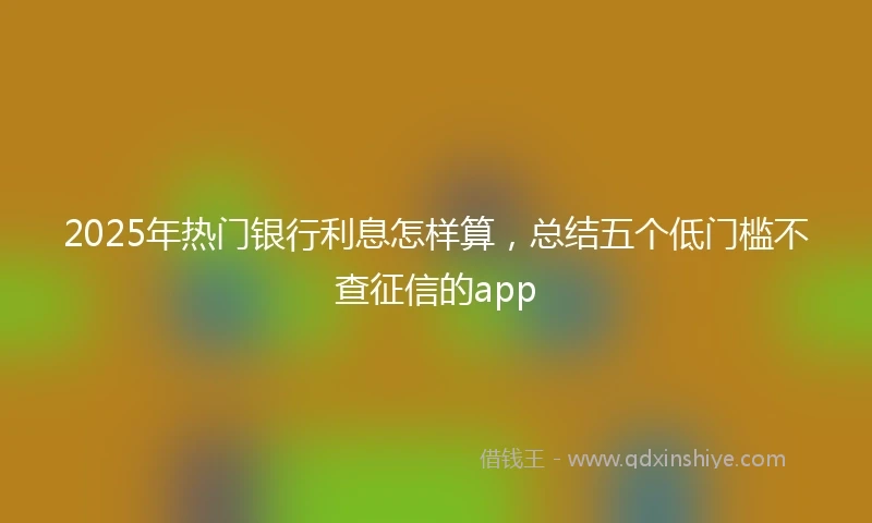 2025年热门银行利息怎样算，总结五个低门槛不查征信的app