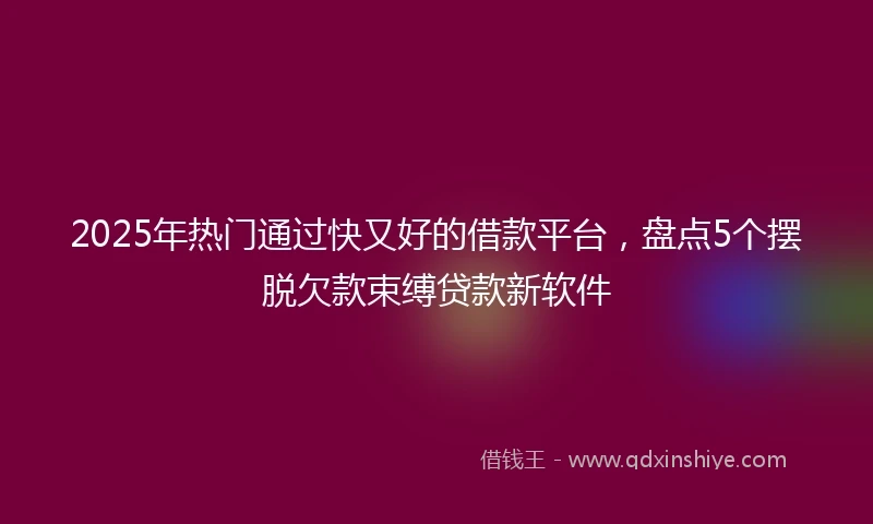2025年热门通过快又好的借款平台，盘点5个摆脱欠款束缚贷款新软件