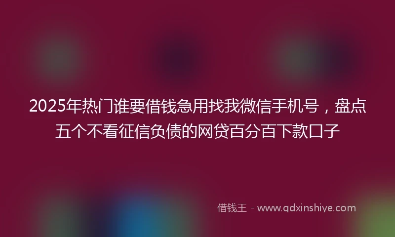 2025年热门谁要借钱急用找我微信手机号，盘点五个不看征信负债的网贷百分百下款口子