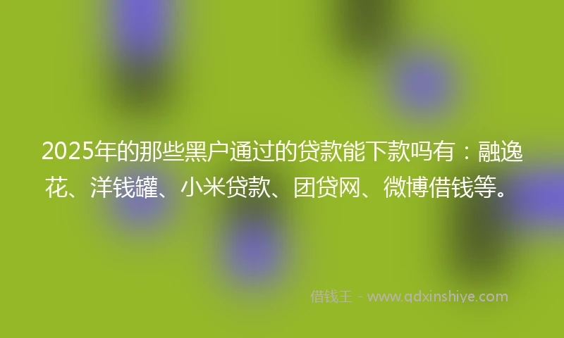 2025年的那些黑户通过的贷款能下款吗有:融逸花、洋钱罐、小米贷款、团贷网、微博借钱等。