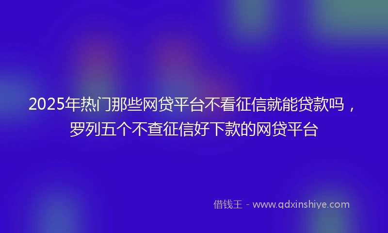 2025年热门那些网贷平台不看征信就能贷款吗，罗列五个不查征信好下款的网贷平台