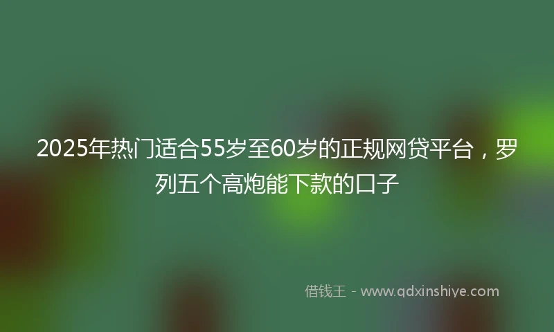 2025年热门适合55岁至60岁的正规网贷平台，罗列五个高炮能下款的口子