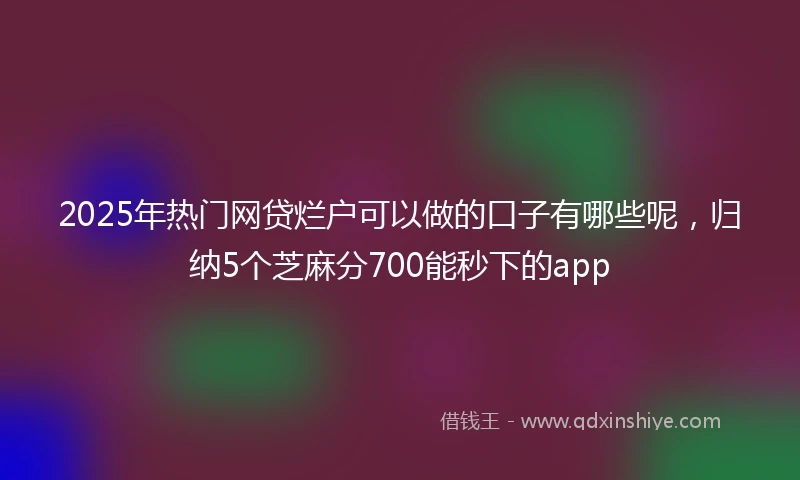 2025年热门网贷烂户可以做的口子有哪些呢，归纳5个芝麻分700能秒下的app