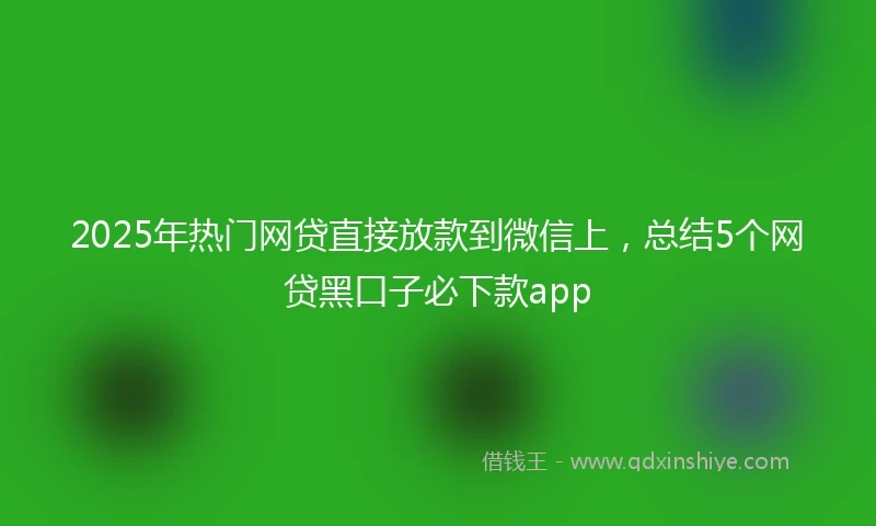 2025年热门网贷直接放款到微信上，总结5个网贷黑口子必下款app