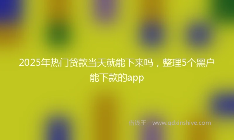 2025年热门贷款当天就能下来吗，整理5个黑户能下款的app