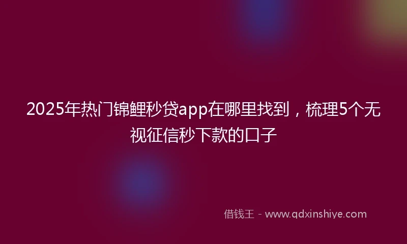 2025年热门锦鲤秒贷app在哪里找到，梳理5个无视征信秒下款的口子
