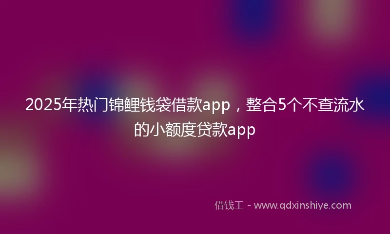 2025年热门锦鲤钱袋借款app，整合5个不查流水的小额度贷款app