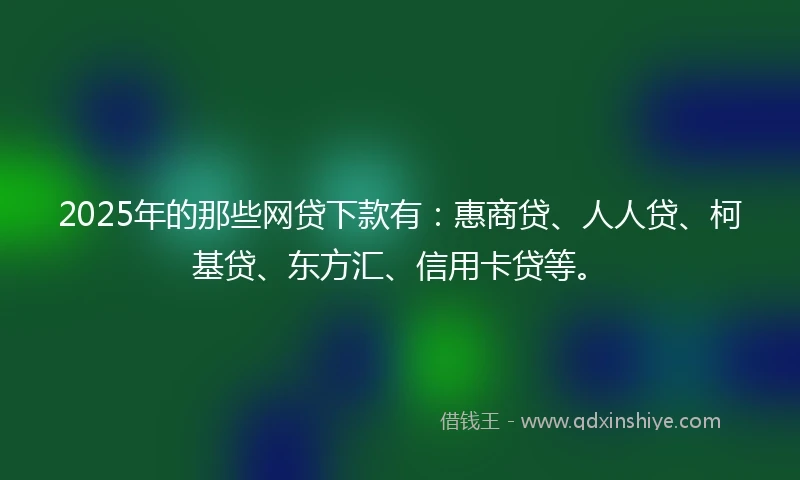 2025年的那些网贷下款有：惠商贷、人人贷、柯基贷、东方汇、信用卡贷等。