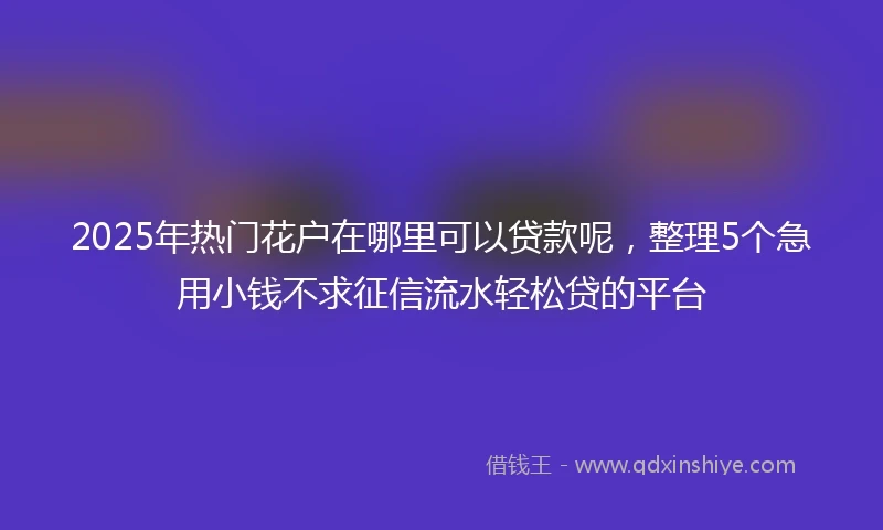 2025年热门花户在哪里可以贷款呢，整理5个急用小钱不求征信流水轻松贷的平台