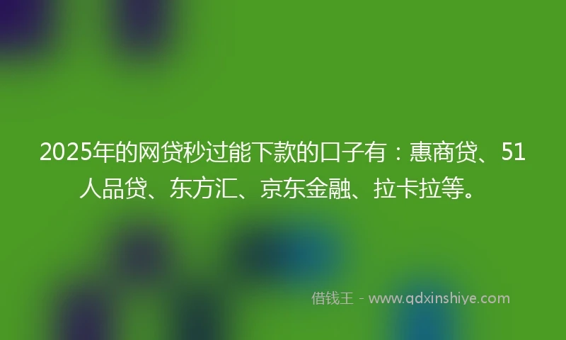 2025年的网贷秒过能下款的口子有：惠商贷、51人品贷、东方汇、京东金融、拉卡拉等。