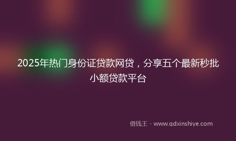 2025年热门身份证贷款网贷，分享五个最新秒批小额贷款平台