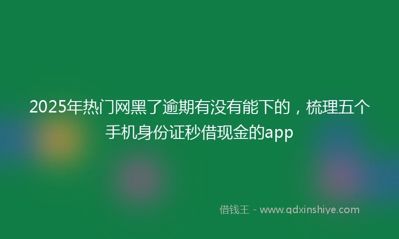 2025年热门网黑了逾期有没有能下的，梳理五个手机身份证秒借现金的app