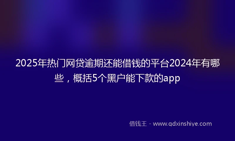 2025年热门网贷逾期还能借钱的平台2024年有哪些，概括5个黑户能下款的app