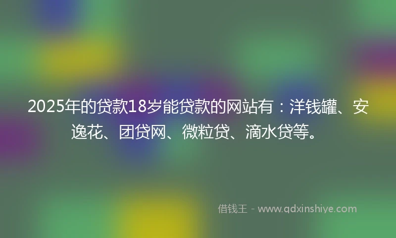 2025年的贷款18岁能贷款的网站有：洋钱罐、安逸花、团贷网、微粒贷、滴水贷等。