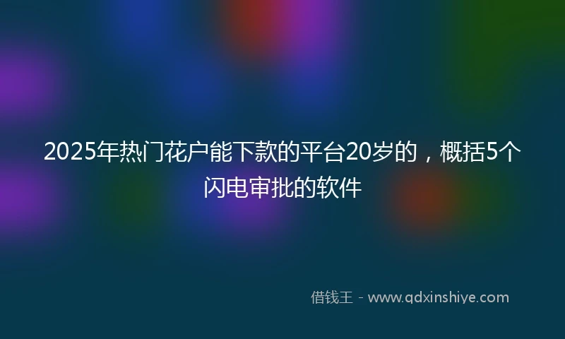 2025年热门花户能下款的平台20岁的，概括5个闪电审批的软件