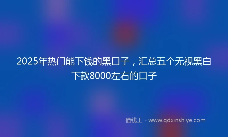 2025年热门能下钱的黑口子，汇总五个无视黑白下款8000左右的口子