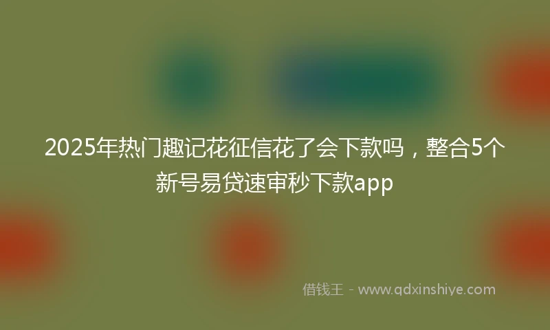 2025年热门趣记花征信花了会下款吗，整合5个新号易贷速审秒下款app