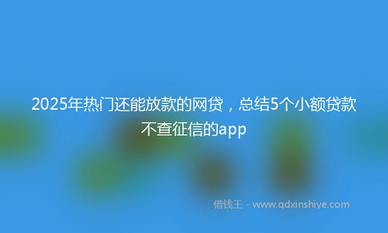 2025年热门还能放款的网贷，总结5个小额贷款不查征信的app