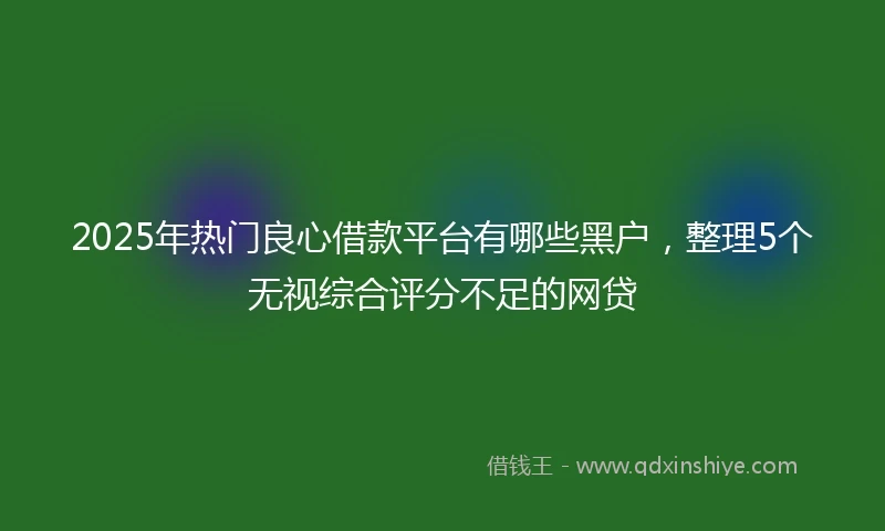 2025年热门良心借款平台有哪些黑户，整理5个无视综合评分不足的网贷
